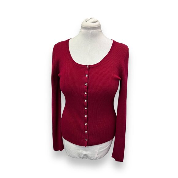 Josephine Chaus Womens Button Down Ribbed Silk Blend Sweater Cardigan, size LP - Picture 2 of 10